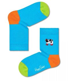 Детские носки Kids Embroidery Cow In Boots Sock с коровой в обуви Happy socks голубой 2-3Y