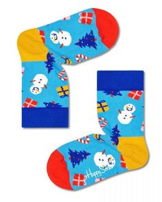 Детские носки Kids Bring it on Sock в новогоднем дизайне Happy socks голубой 4-6Y