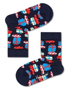 Детские носки Holiday Shopping Sock с машинками и подарками Happy socks темно-синий 7-9Y