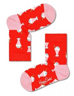 Детские носки Kids Milkshake Sock с молочными коктейлями Happy socks красный 7-9Y