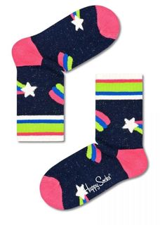 Детские носки Kids Shooting Star Rib Sock с кометами Happy socks разноцветный 2-3Y
