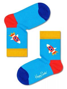 Детские носки Kids Rocket Sock с ракетами Happy socks голубой 4-6Y