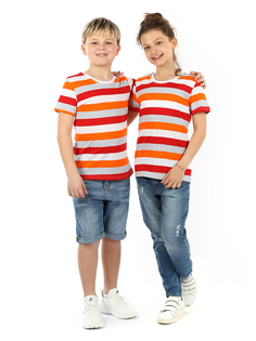 Футболка детская N.O.A. 11529, белый серый оранжевый красный, 134 NOA