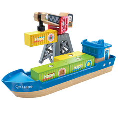 Игровой набор Грузовой корабль и подъемный кран, серия У моря Hape E3792_HP