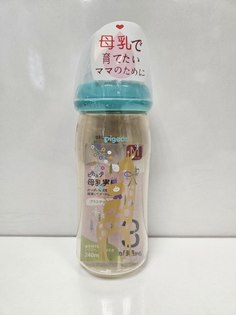 Pigeon бутылочка 240 мл, PPSU, соска М (3+ мес), в термоплёнке, Япония, цвет голубой