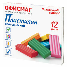 Пластилин классический Офисмаг 106677, в наборе 12 цв, 10 наборов