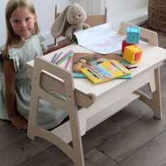 Набор детской мебели стол и стул ВАРИАНТ Home, деревянный, стол-пенал с отверстиями
