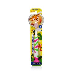 Детская зубная щетка D.I.E.S. Sunny Jungle мягкая Розовый Зеленый 3+