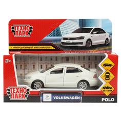 Машина металл Технопарк VOLKSWAGEN POLO длина 12 см, двери, багаж, инерц, белый