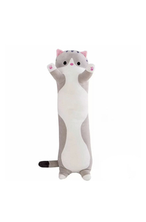 Мягкая игрушка Emily кот-батон , серый, 50 см