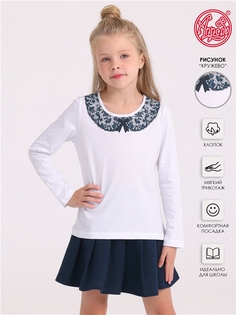 Лонгслив детский Апрель 1ДДЛД2535001, белый Ажурный воротник, 134