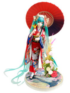 Фигурка StarFriend Мику Хацунэ в кимоно с зонтом Miku Hatsune, подставка, 22 см