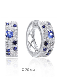 Серьги конго из серебра VALTERA 091518, сапфир искусственный/циркон