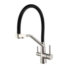Смеситель для кухни ESKO K25 B с питьевым фильтром, гибкий излив, чёрный ЕСКО