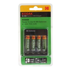 Зарядное устройство Kodak USB Overnight charger для AA/AAA + 4 аккумулятора AAA 1100 мАч No Brand