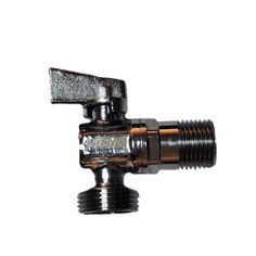 Шаровой миникран ViEiR УГЛОВОЙ с отражателем д/смесителей НР 1/2"-3/4", хром (VER46)