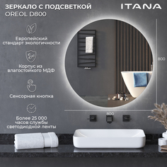 Зеркало с подсветкой Итана Oreol D80, 800х32х800