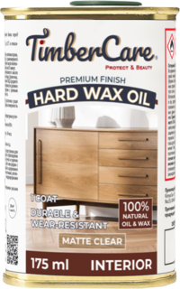 Масло для дерева с твердым воском Hard Wax Color Oil, Прозрачное матовое (matte), 0.175 л Timber Care