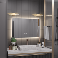 Зеркало Эос 60*80 с нейтральной LED-подсветкой и часами горизонтальное Alias