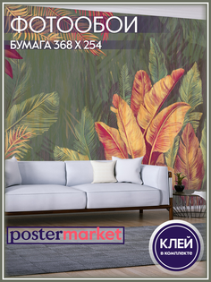 Фотообои бумажные Postermarket WM-122 Тропические листья 368х254 см