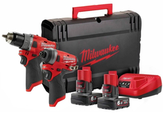 Аккумуляторные дрель-шуруповерт и перфоратор Milwaukee M12, с 2 АКБ 6 Ач и ЗУ, 4933459808