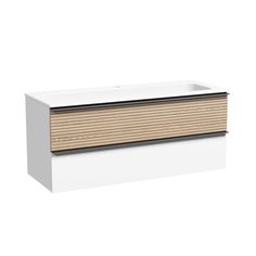 Тумба под раковину SANCOS Delta 119.5 DL120W дуб светлый/белая