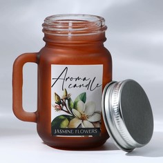 Свеча в матовой банке "Jasmine" , аромат жасмин, 7 х 5,5 х 4 см No Brand