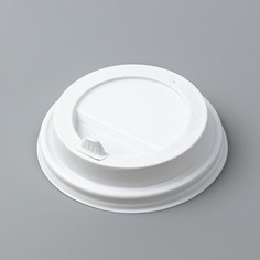 Крышка одноразовая на стакан Белая с носиком, 80 мм (100 шт) No Brand