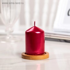 Свеча "Столбик", красный металлик, 5,5?8см Дарим красиво