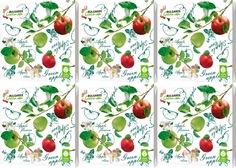 Салфетки бумажные Bulgaree green наливные яблочки 3 слоя 33х33см 20шт/уп 6 уп