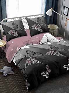 Комплект постельного белья Amore Mio Eco cotton Setoff 1,5 спальный бязь серый черный