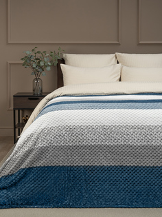 Плед TexRepublic Deco Lux 150х200 см покрывало велсофт принт Полосы синий