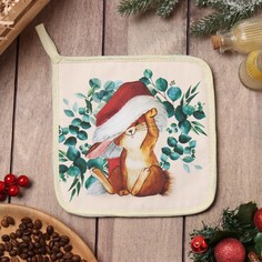 Прихватка "Сhristmas bunny" 19х19 саржа,100% х/л,ватин 250г/м2 Этель