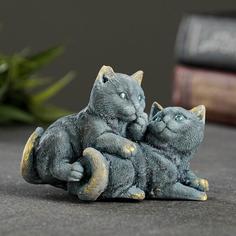 Фигура "Кошачья дружба" серо-голубой 6х8х5см Хорошие сувениры