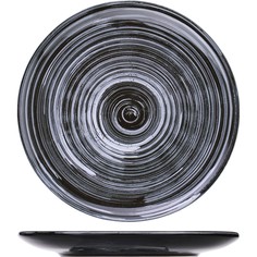 Тарелка Борисовская Керамика Маренго мелкая 220х220х20мм, керамика, черный-серый