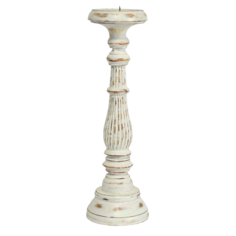 Подсвечник Jepara Tirtha белый деревянный 36 см