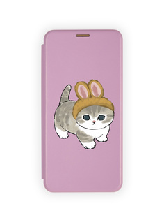 Чехол для Xiaomi Poco M5 4G, M4 5G с магнитом, сиреневый с принтом КОТИК С УШКАМИ Zibelino