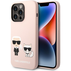 Чехол Karl Lagerfeld liquid silicone karl & choupette hard для iphone 14 pro, розовый