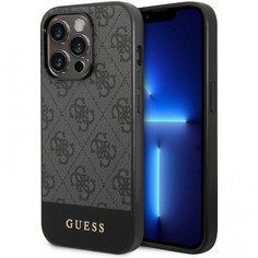 Чехол Guess pc/tpu 4g stripe w metal logo hard для iphone 14 pro, серый