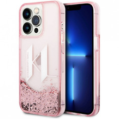 Чехол Karl Lagerfeld Liquid glitter Big KL logo Hard для iPhone 14 Pro Max, Розовый