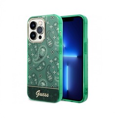 Чехол Guess PC/TPU Paisley Electoplated camera Hard для iPhone 14 Pro Max, Зеленый