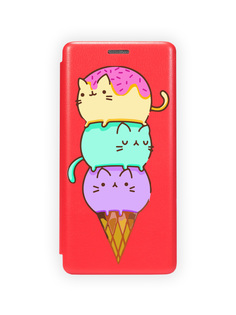 Чехол для Xiaomi Poco M5 4G, M4 5G с магнитом, красный с принтом КОТОМОРОЖЕНОЕ Zibelino