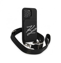 Чехол Karl Lagerfeld Crossbody cardslot PU Saffiano Autograph для iPhone 13 Pro, Черный