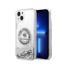 Чехол CG Mobile Karl Lagerfeld Liquid glitter RSG logo Hard для iPhone 13, Серебристый