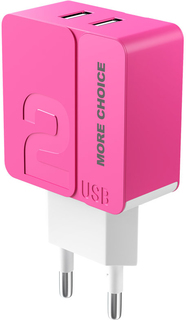 Сетевое зарядное устройство Morе choicе NC46 2USB 2.4A розовый More Choice