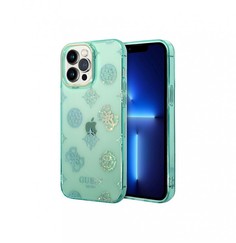 Чехол Guess PC/TPU Peony glitter Electroplated camera Hard iPhone 14 Pro Max, Бирюзовый