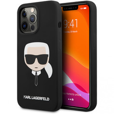Чехол karl lagerfeld liquid silicone karls head hard magsafe для iphone 13pro max, черный