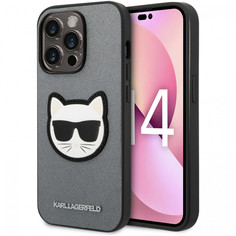 Чехол Karl Lagerfeld pu saffiano choupette head patch для iphone 14 pro, silver