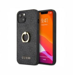 Чехол CG Mobile Guess PU 4G + Ring Hard для iPhone 14, Серый (GUHCP14S4GMRGR)