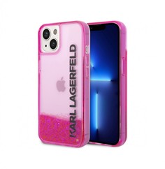 Чехол CG Mobile Karl Lagerfeld Liquid glitter Elongated logo Hard для iPhone 13, Розовый